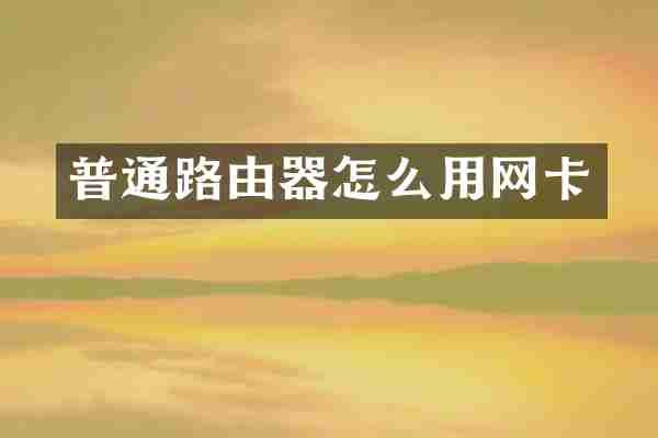普通路由器怎么用网卡