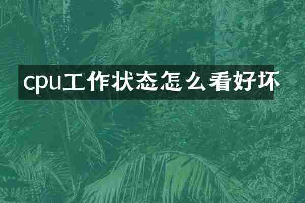 cpu工作状态怎么看好坏