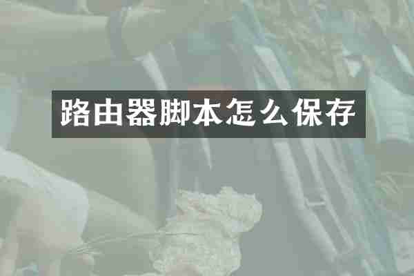 路由器脚本怎么保存
