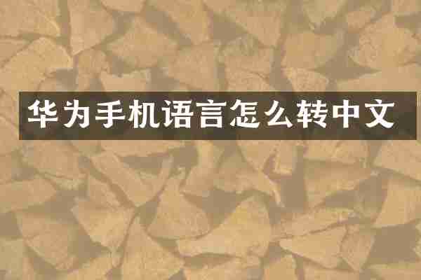 华为手机语言怎么转中文