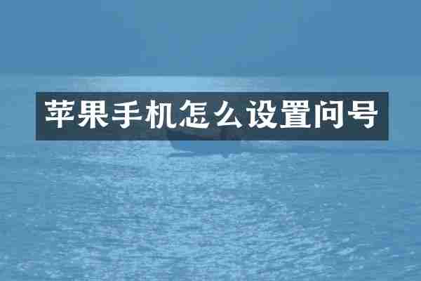 苹果手机怎么设置问号