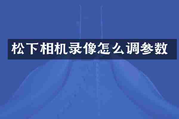 松下相机录像怎么调参数