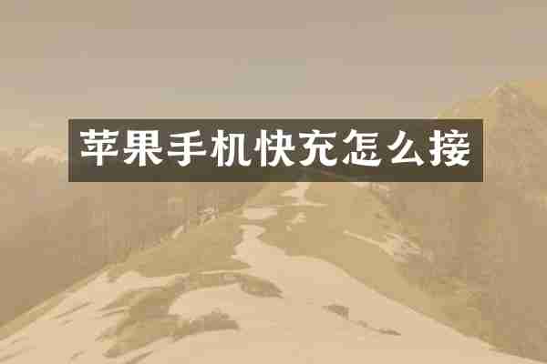 苹果手机快充怎么接