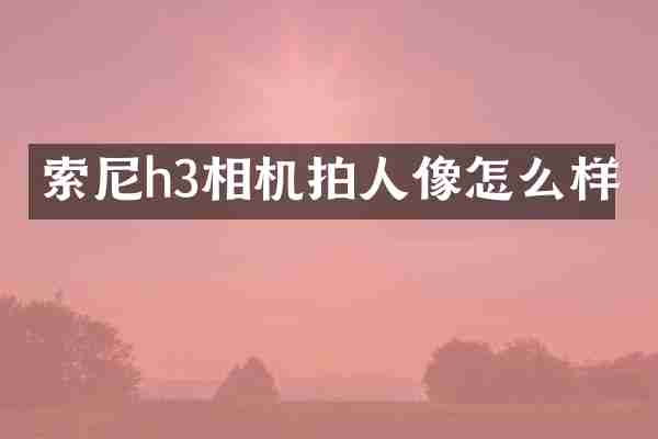 索尼h3相机拍人像怎么样