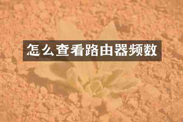 怎么查看路由器频数