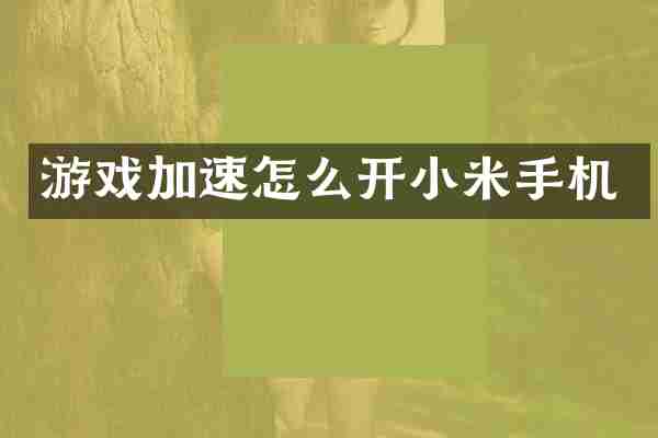 游戏加速怎么开小米手机