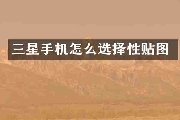 三星手机怎么选择性贴图