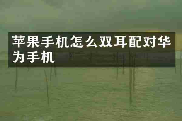 苹果手机怎么双耳配对华为手机
