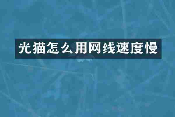 光猫怎么用网线速度慢