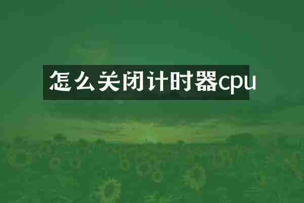 怎么关闭计时器cpu