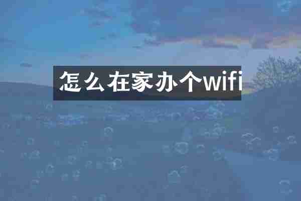 怎么在家办个wifi
