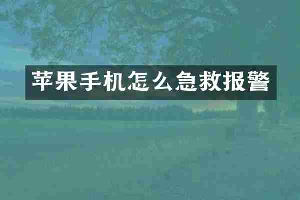苹果手机怎么急救报警