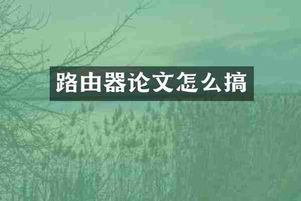 路由器论文怎么搞