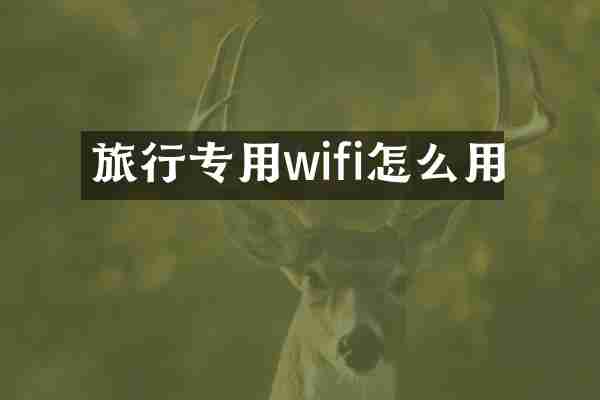 旅行专用wifi怎么用