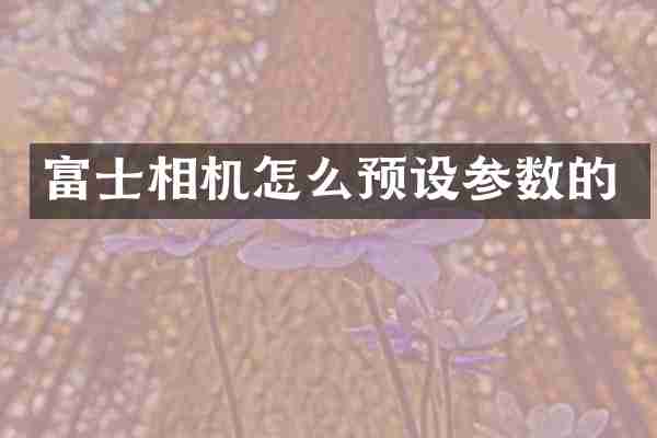 富士相机怎么预设参数的