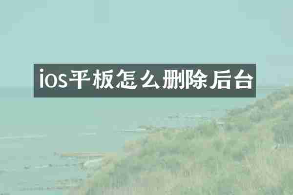 ios平板怎么删除后台