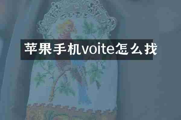 苹果手机voite怎么找