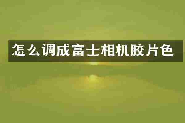 怎么调成富士相机胶片色