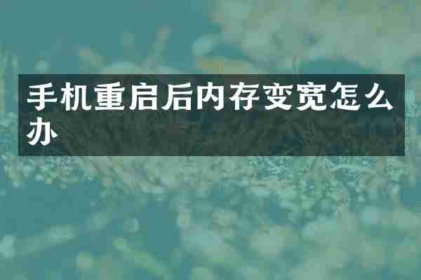 手机重启后内存变宽怎么办