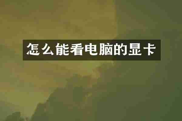 怎么能看电脑的显卡