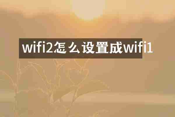 wifi2怎么设置成wifi1
