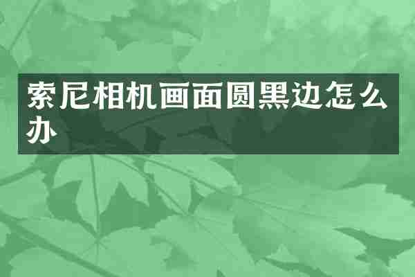 索尼相机画面圆黑边怎么办
