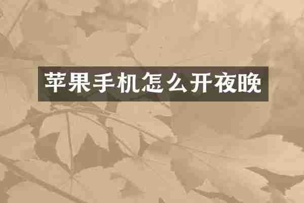 苹果手机怎么开夜晚