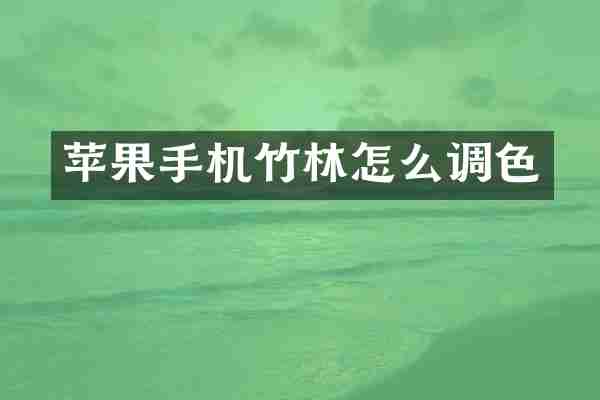 苹果手机竹林怎么调色
