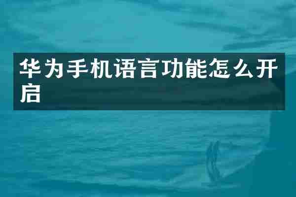 华为手机语言功能怎么开启