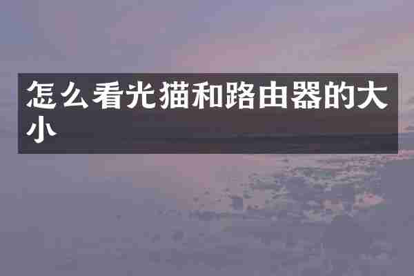 怎么看光猫和路由器的大小