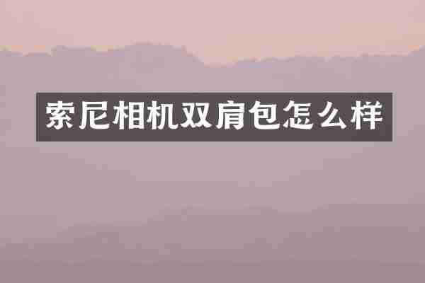 索尼相机双肩包怎么样
