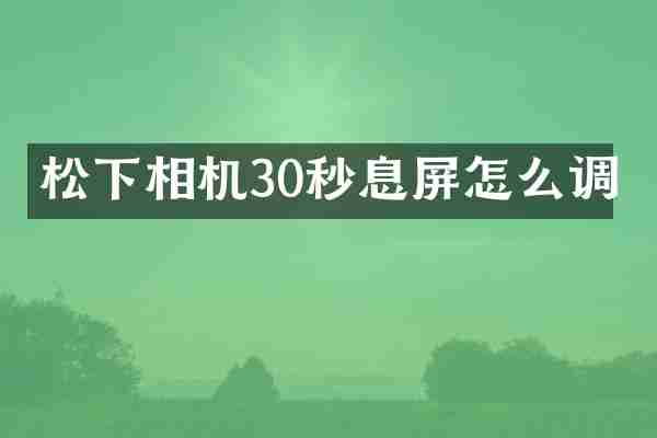 松下相机30秒息屏怎么调