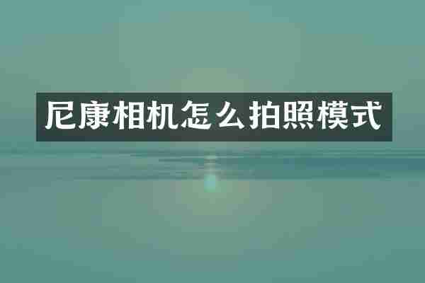 尼康相机怎么拍照模式