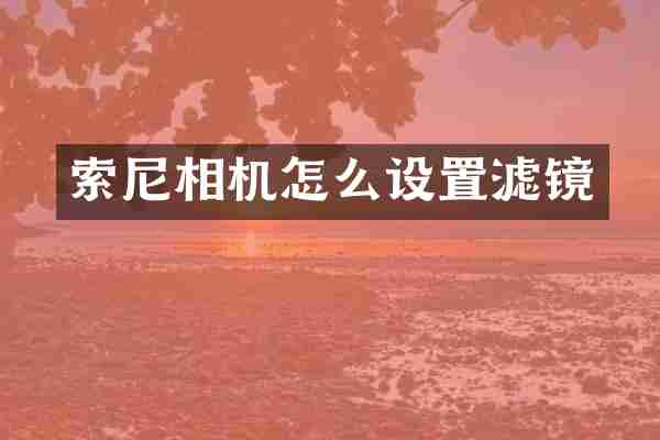 索尼相机怎么设置滤镜