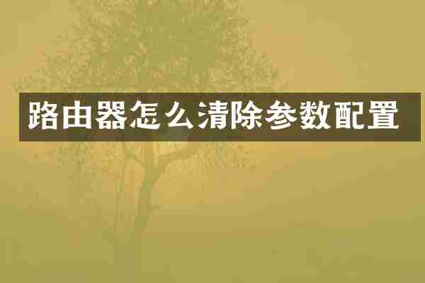 路由器怎么清除参数配置