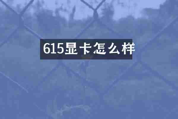 615显卡怎么样