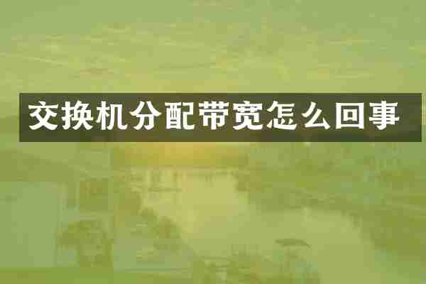 交换机分配带宽怎么回事