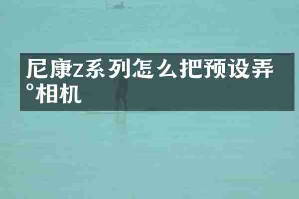 尼康z系列怎么把预设弄到相机