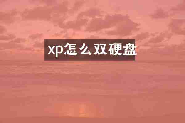 xp怎么双硬盘