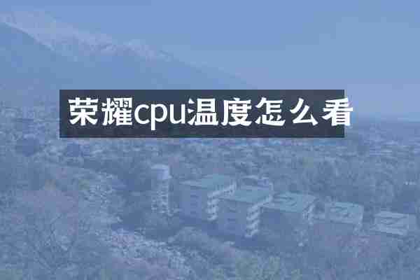 荣耀cpu温度怎么看