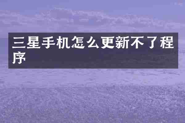 三星手机怎么更新不了程序