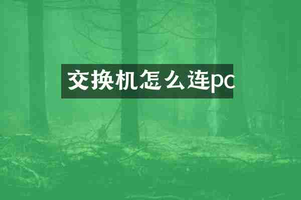 交换机怎么连pc