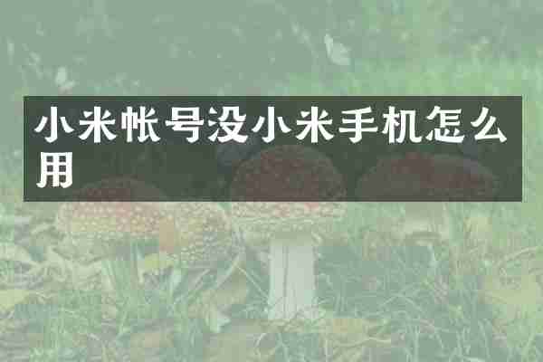 小米帐号没小米手机怎么用