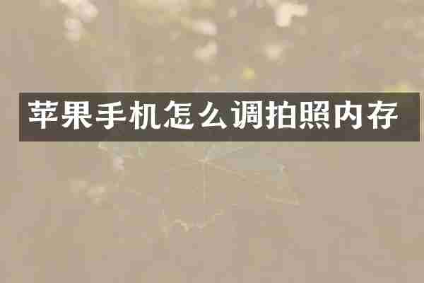 苹果手机怎么调拍照内存