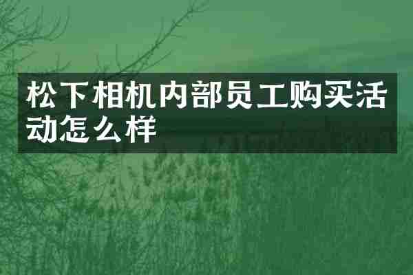 松下相机内部员工购买活动怎么样
