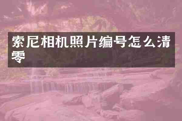 相机照片编号怎么清零