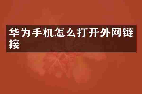 华为手机怎么打开外网链接
