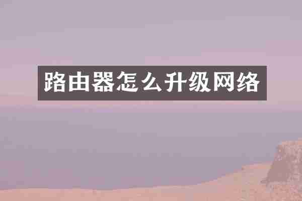 路由器怎么升级网络
