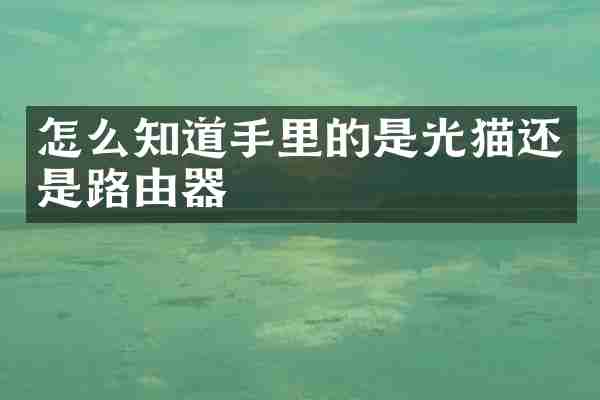 怎么知道手里的是光猫还是路由器