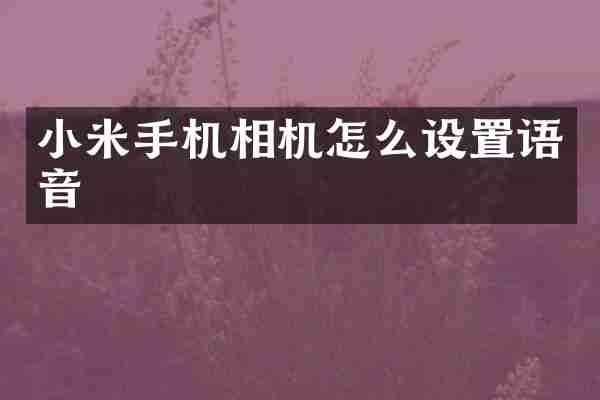 小米手机相机怎么设置语音
